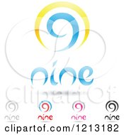 Poster, Art Print Of Abstract Number 9 Icons With Nine Text Under The Digit 2