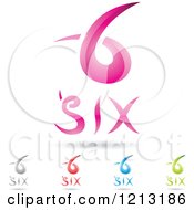 Poster, Art Print Of Abstract Number 6 Icons With Six Text Under The Digit 9