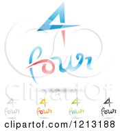 Clipart Of Abstract Number 4 Icons With Four Text Under The Digit 3 Royalty Free Vector Illustration