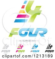 Clipart Of Abstract Number 4 Icons With Four Text Under The Digit 4 Royalty Free Vector Illustration