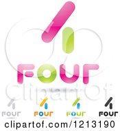 Poster, Art Print Of Abstract Number 4 Icons With Four Text Under The Digit 5