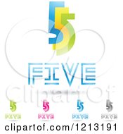 Clipart Of Abstract Number 5 Icons With Five Text Under The Digit 2 Royalty Free Vector Illustration