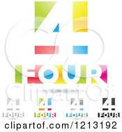 Poster, Art Print Of Abstract Number 4 Icons With Four Text Under The Digit 2