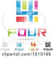 Poster, Art Print Of Abstract Number 4 Icons With Four Text Under The Digit 6