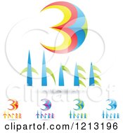 Clipart Of Abstract Number 3 Icons With Three Text Under The Digit 5 Royalty Free Vector Illustration