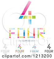 Poster, Art Print Of Abstract Number 4 Icons With Four Text Under The Digit 8