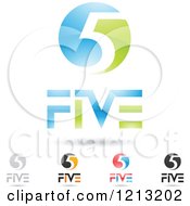 Poster, Art Print Of Abstract Number 5 Icons With Five Text Under The Digit 4