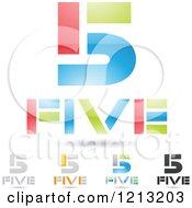 Poster, Art Print Of Abstract Number 5 Icons With Five Text Under The Digit 3