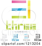 Poster, Art Print Of Abstract Number 3 Icons With Three Text Under The Digit 8