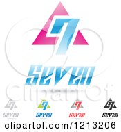 Poster, Art Print Of Abstract Number 7 Icons With Seven Text Under The Digit 7
