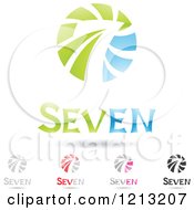 Clipart Of Abstract Number 7 Icons With Seven Text Under The Digit 6 Royalty Free Vector Illustration