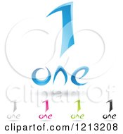 Poster, Art Print Of Abstract Number 1 Icons With Text Under The Digit