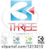 Poster, Art Print Of Abstract Number 3 Icons With Three Text Under The Digit 2