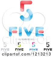 Poster, Art Print Of Abstract Number 5 Icons With Five Text Under The Digit 5