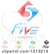 Poster, Art Print Of Abstract Number 5 Icons With Five Text Under The Digit 7