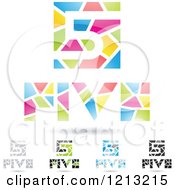 Poster, Art Print Of Abstract Number 5 Icons With Five Text Under The Digit 8