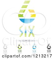 Poster, Art Print Of Abstract Number 6 Icons With Six Text Under The Digit 2