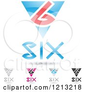 Poster, Art Print Of Abstract Number 6 Icons With Six Text Under The Digit 3