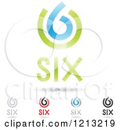 Clipart Of Abstract Number 6 Icons With Six Text Under The Digit 4 Royalty Free Vector Illustration