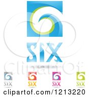 Poster, Art Print Of Abstract Number 6 Icons With Six Text Under The Digit 5