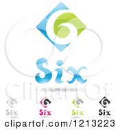 Poster, Art Print Of Abstract Number 6 Icons With Six Text Under The Digit 8