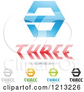 Poster, Art Print Of Abstract Number 3 Icons With Three Text Under The Digit 7