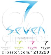 Clipart Of Abstract Number 7 Icons With Seven Text Under The Digit 2 Royalty Free Vector Illustration