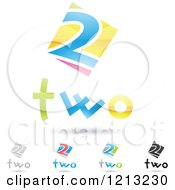 Clipart Of Abstract Number 2 Icons With Two Text Under The Digit 4 Royalty Free Vector Illustration