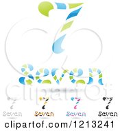 Poster, Art Print Of Abstract Number 7 Icons With Seven Text Under The Digit 8