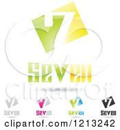 Clipart Of Abstract Number 7 Icons With Seven Text Under The Digit 9 Royalty Free Vector Illustration