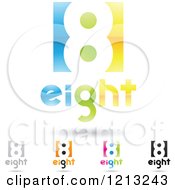 Poster, Art Print Of Abstract Number 8 Icons With Eight Text Under The Digit