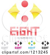 Poster, Art Print Of Abstract Number 8 Icons With Eight Text Under The Digit 3