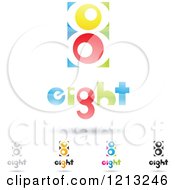 Poster, Art Print Of Abstract Number 8 Icons With Eight Text Under The Digit 4