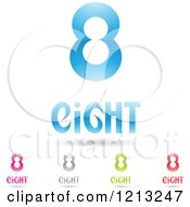 Poster, Art Print Of Abstract Number 8 Icons With Eight Text Under The Digit 5