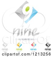Clipart Of Abstract Number 9 Icons With Nine Text Under The Digit 6 Royalty Free Vector Illustration