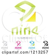 Clipart Of Abstract Number 9 Icons With Nine Text Under The Digit 7 Royalty Free Vector Illustration