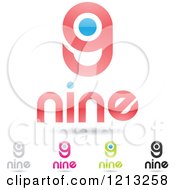 Poster, Art Print Of Abstract Number 9 Icons With Nine Text Under The Digit 8