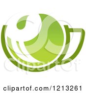 Clipart Of A Cup Of Green Tea Or Coffee And A Leaf 14 Royalty Free Vector Illustration