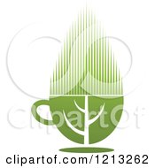 Clipart Of A Cup Of Green Tea Or Coffee And A Leaf 13 Royalty Free Vector Illustration
