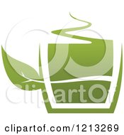 Clipart Of A Cup Of Green Tea Or Coffee And A Leaf 16 Royalty Free Vector Illustration