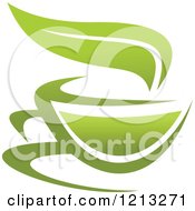 Clipart Of A Cup Of Green Tea Or Coffee And A Leaf 11 Royalty Free Vector Illustration