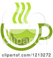Clipart Of A Cup Of Green Tea Or Coffee And A Leaf 10 Royalty Free Vector Illustration