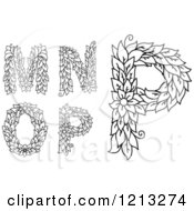 Poster, Art Print Of Black And White Floral Leafy Letters M N O And P
