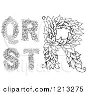 Poster, Art Print Of Black And White Leafy Floral Letters Q R S And T