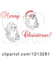 Clipart Of A Merry Christmas Greeting And Santa Heads 3 Royalty Free Vector Illustration