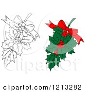 Poster, Art Print Of Colored And Outlined Christmas Holly