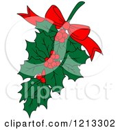Clipart Of Christmas Holly Royalty Free Vector Illustration