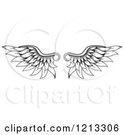 Clipart Of A Pair Of Black Feathered Wings 7 Royalty Free Vector Illustration