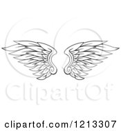 Clipart Of A Pair Of Black Feathered Wings 8 Royalty Free Vector Illustration