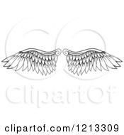 Clipart Of A Pair Of Black Feathered Wings 10 Royalty Free Vector Illustration